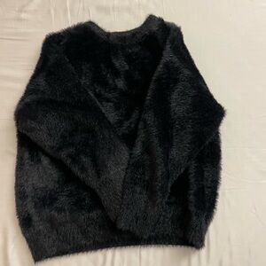 Elegant Black Fuzzy Sweater